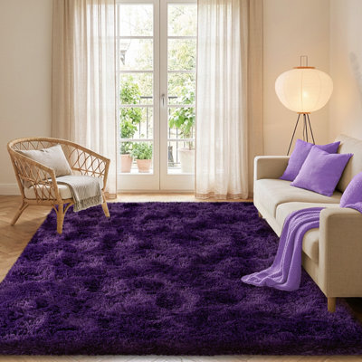 Solid Rug Soft Fluffy Grape Purple Indoor Area Rug for Living Room Bedroom Nursery Kids Room