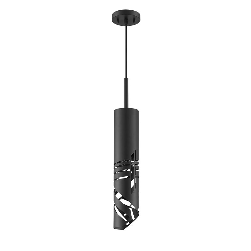 Luminaire suspendu 1 lumière DEL Zehorit, Noir