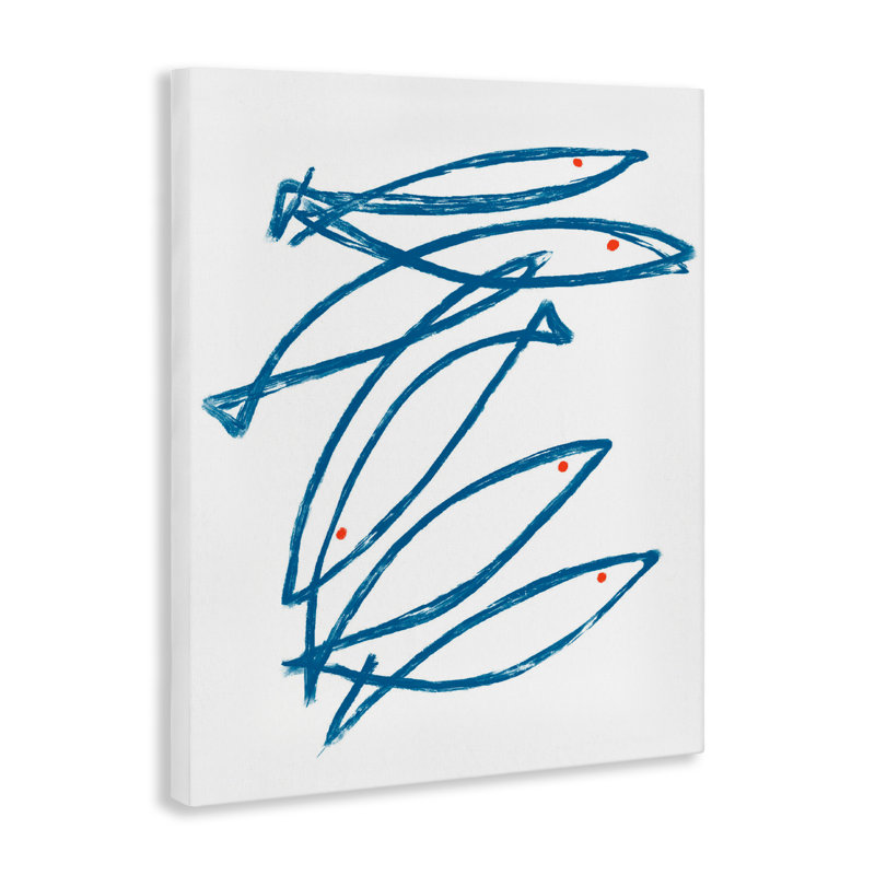 Minimalist Fish Outline Canvas, conception par Lil 'Rue, H 20 po x l 16 po