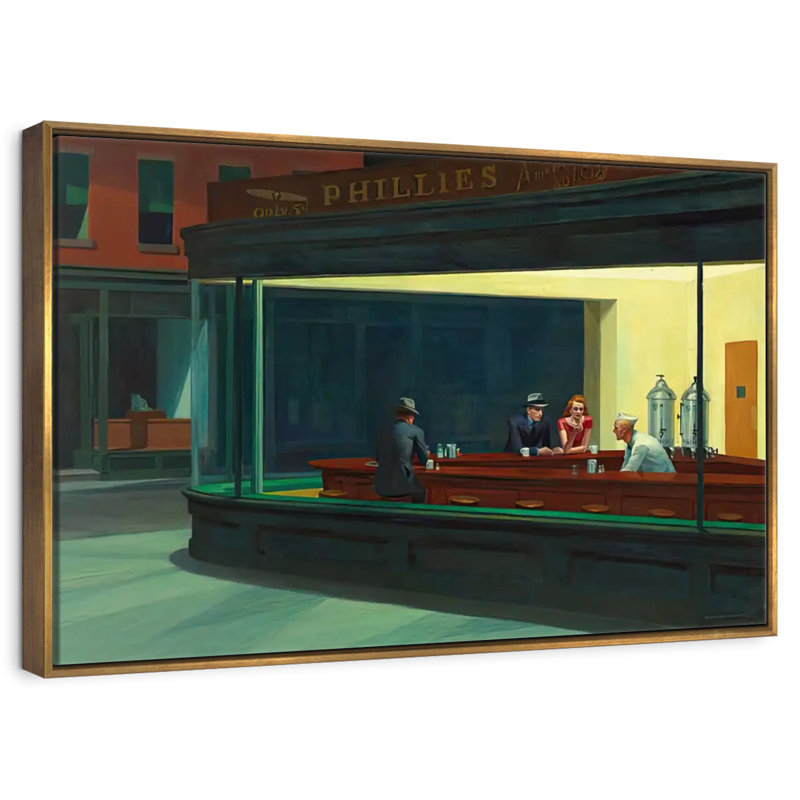 Nighthawks, Cadre flottant doré, 13 po x 9 po