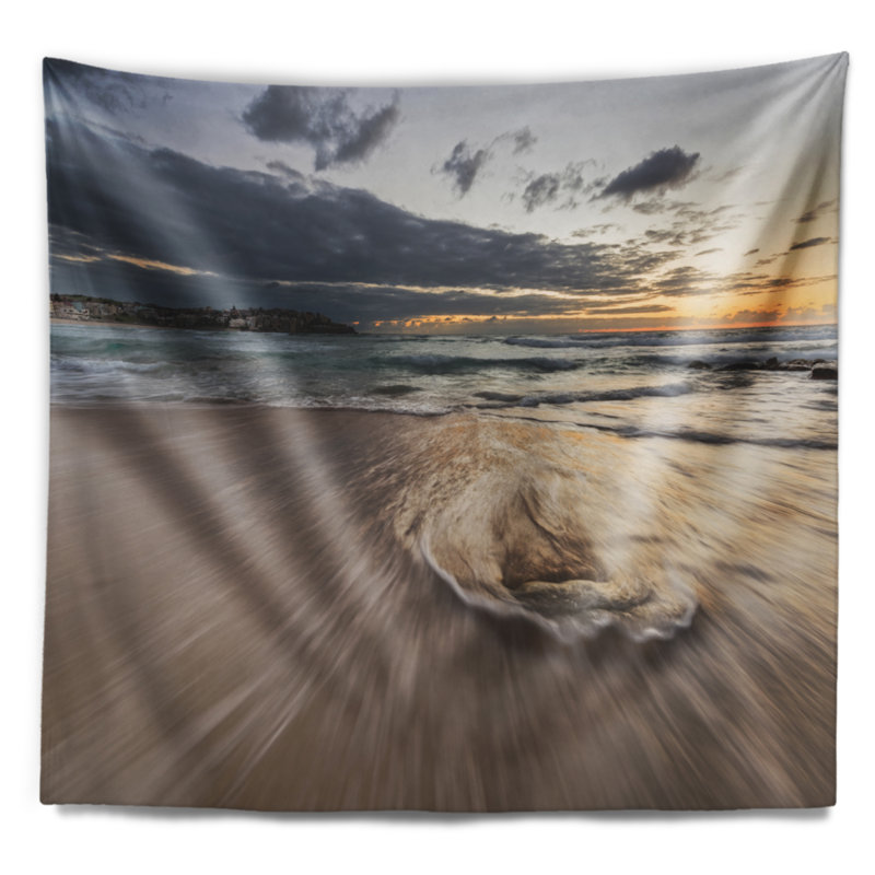 Tapisserie Seashore Morning avec surf ludique et ciel agréable, H 50 po x l 60 po
