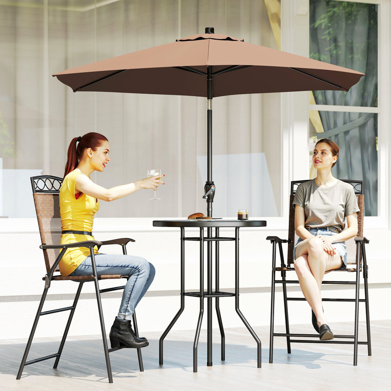 Aalbert 2 - Person Patio Dining Set with Round Table, Brown