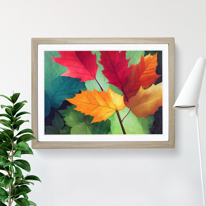 Contoured Autumn Leaf - Framed Print, 34cm H x 46cm W x 2cm D, Oak