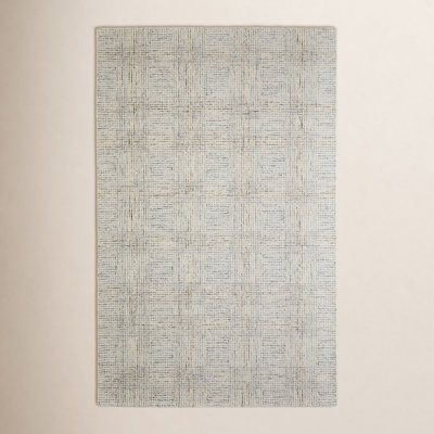 Armando Gray Ivory Hand-Tufted Plaid Wool Rug