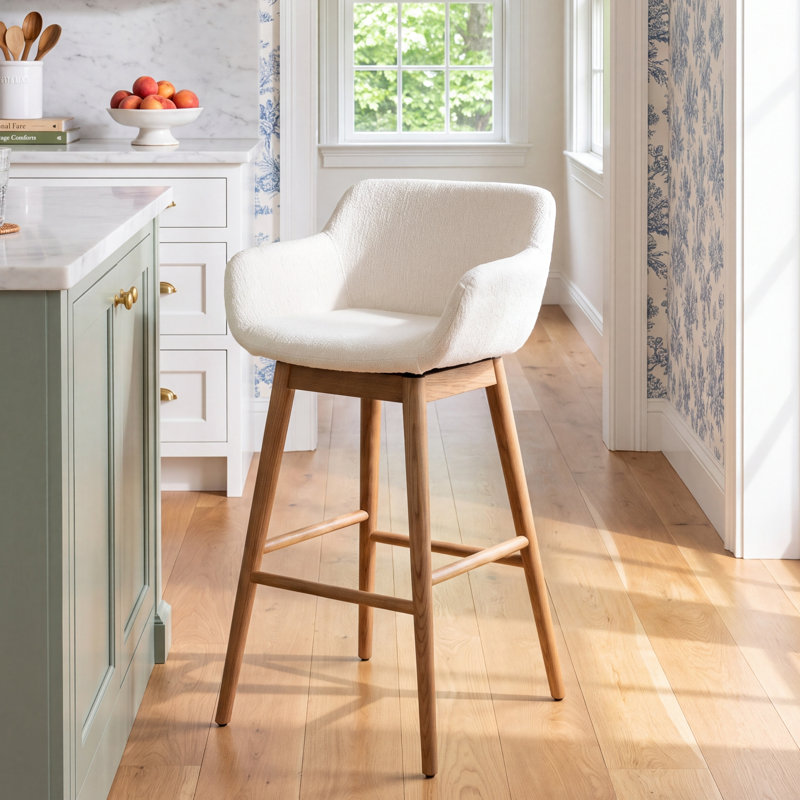 Bahari Leather Swivel Stool, Amber Ash, Sonoma Chestnut/Genuine Leather, Counter Stool (26.5" Seat Height)