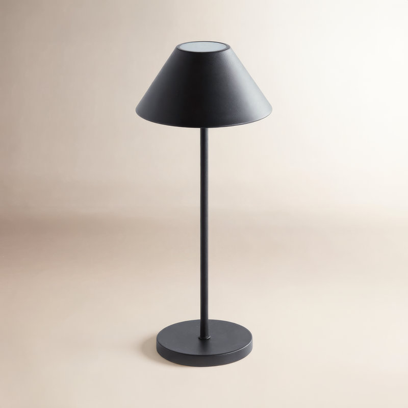 Lumos Rechargeable Cordless LED Metal Shade Table Lamp 14 in. in Black, Black, 14'' H x 6'' W x 6'' D, Black