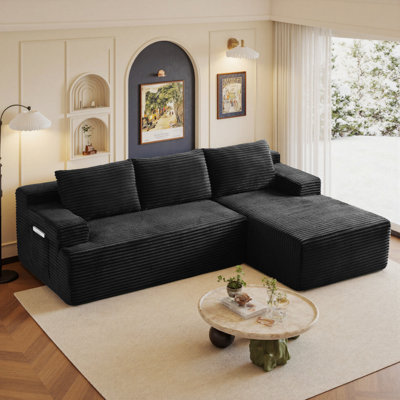 96" Sectional Couches For Living Room Modern Modular L-Shape Cloud Sofa Compression-Boneless Deep Seat Couch With Chaise