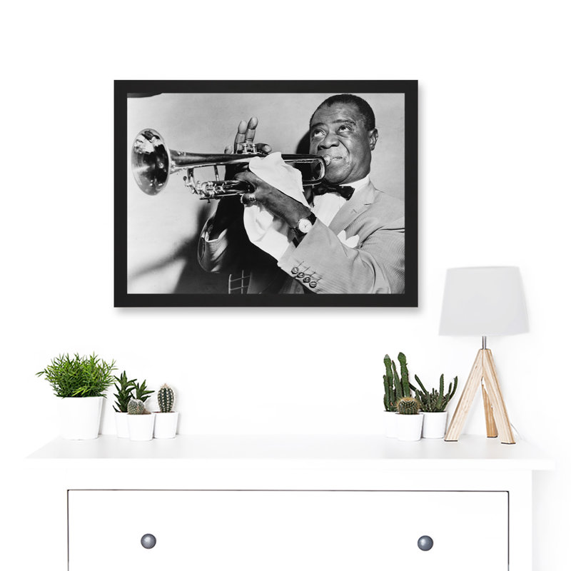 Music Jazz Louis Armstrong Playing Trumpet - Single Picture Frame Print