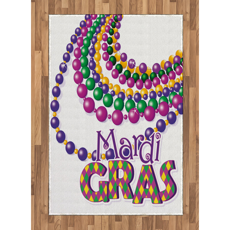 Mardi Gras High Density Long Fiber Poly Threads Decorative Area Rug Carpet, Rectangle 4' x 5'8"