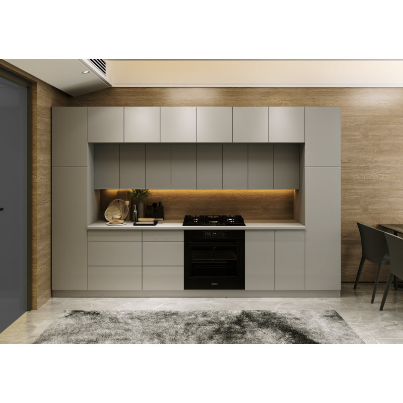 WALLKITCHENS FK-LUXE - Cuisine complète moderne en panneau de fibres à densité moyenne gris l 143 po x P 24 po x H 96 po 