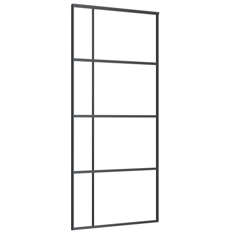 Black Frosted Glass and Aluminum Sliding Door 35.4" x 80.7"