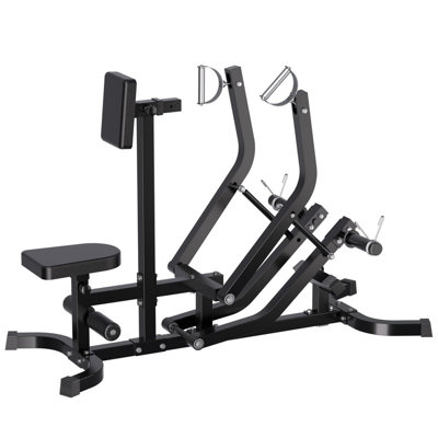 Plate-Loaded Seated Row Machine, Compact Back Workout Equipment with Adjustable Chest Pad & Dual Grips for Home Gym