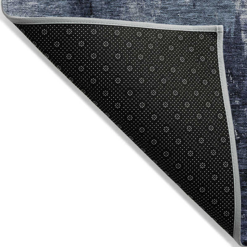 Tapis intérieur / extérieur lavable abstrait bleu marine et noir 3 pi x 5 pi HomeRoots