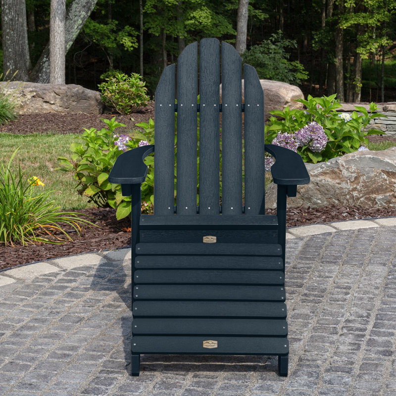 Hinz Outdoor Adirondack Chair With Ottoman, Federal Blue