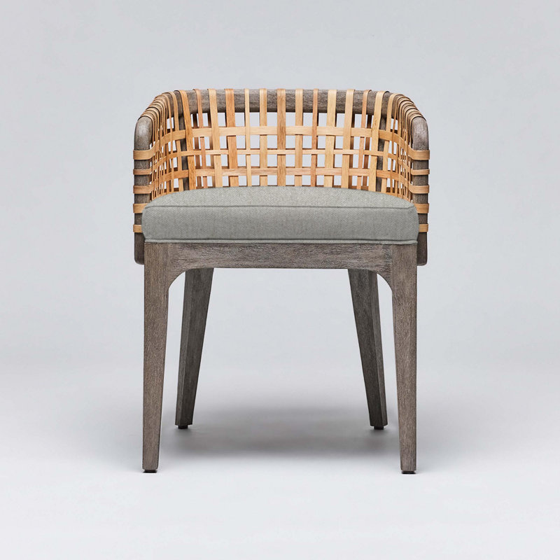Palms Upholstered Arm Chair, Gray Ceruse, Moss Tweed