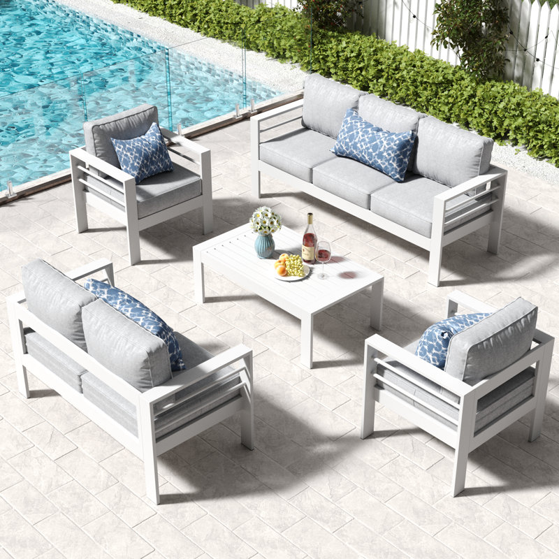 127cm Wide Metal Loveseat with Cushions, White