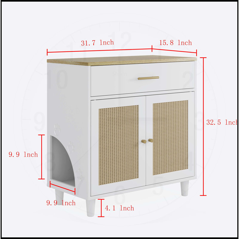 Stylish Wooden Cat Litter Box Enclosure with Scratch Pad and Storage, Ideal for Home and Office