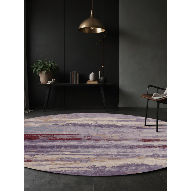 Tapis rose lavable à la machine, Rond 8 pi