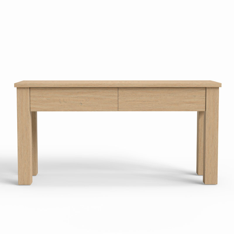 Console en bois naturel avec motif à motif pastoral en losanges, canapé d'entrée à poignée dissimulée, Chêne naturel