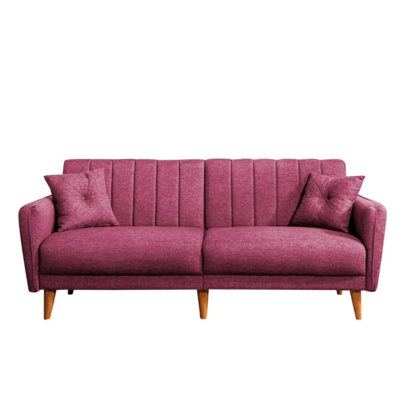 82.7" Upholstered Sleeper Sofa, Claret Red 100% Linen