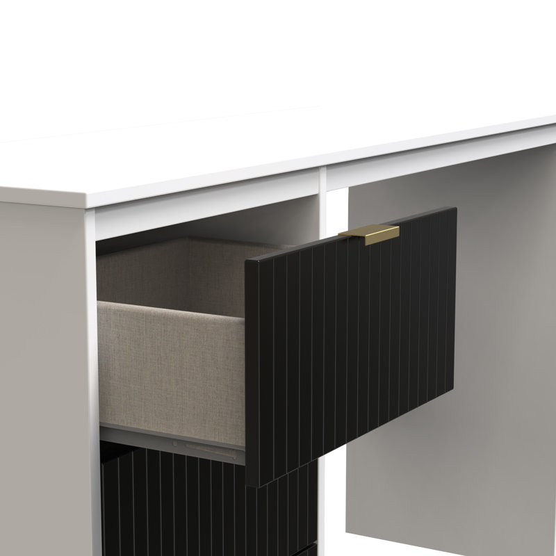 Charay Dressing Table, Deep Black/White
