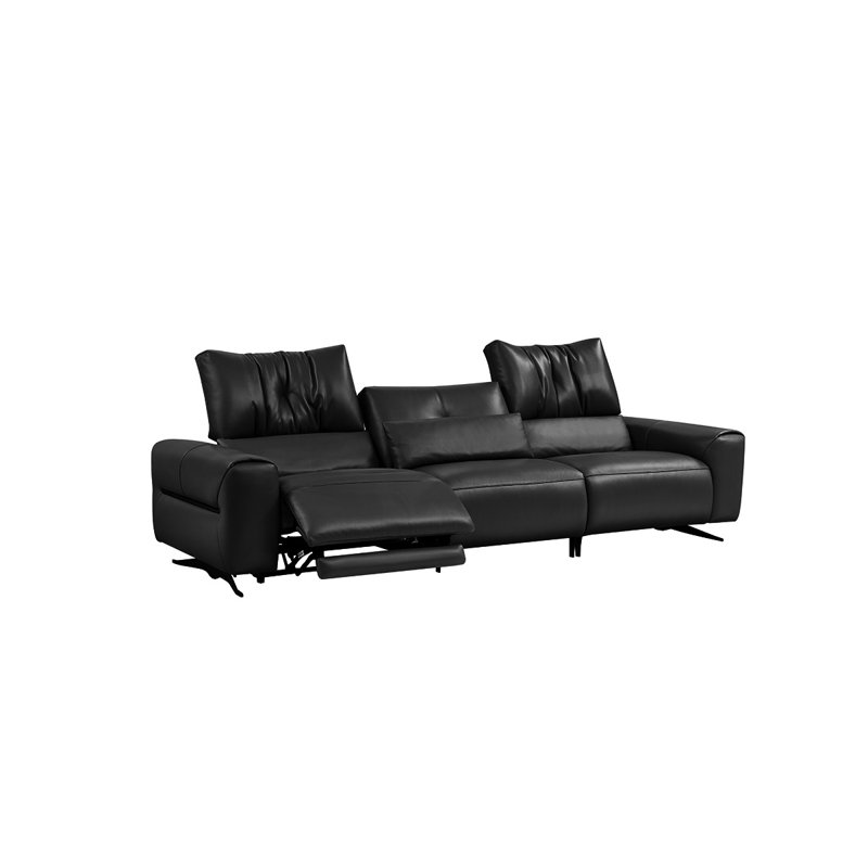 Canapé noir en cuir véritable multifonctionnel noir, Noir