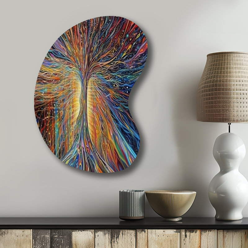 L'énergie d'un arbre rayonnant mystique I - forme d'arbre de paysage - art mural asymétrique en métal, H 31 po x l 22 po