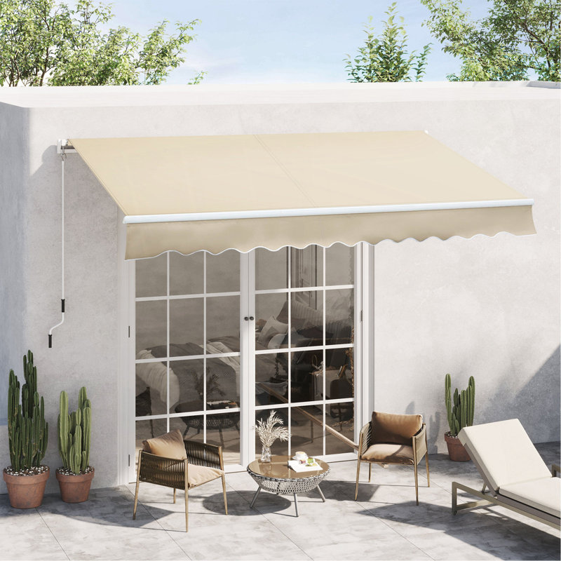 Auvent de terrasse rétractable avec auvent à manivelle manuelle 12 pi x 8 pi Outsunny