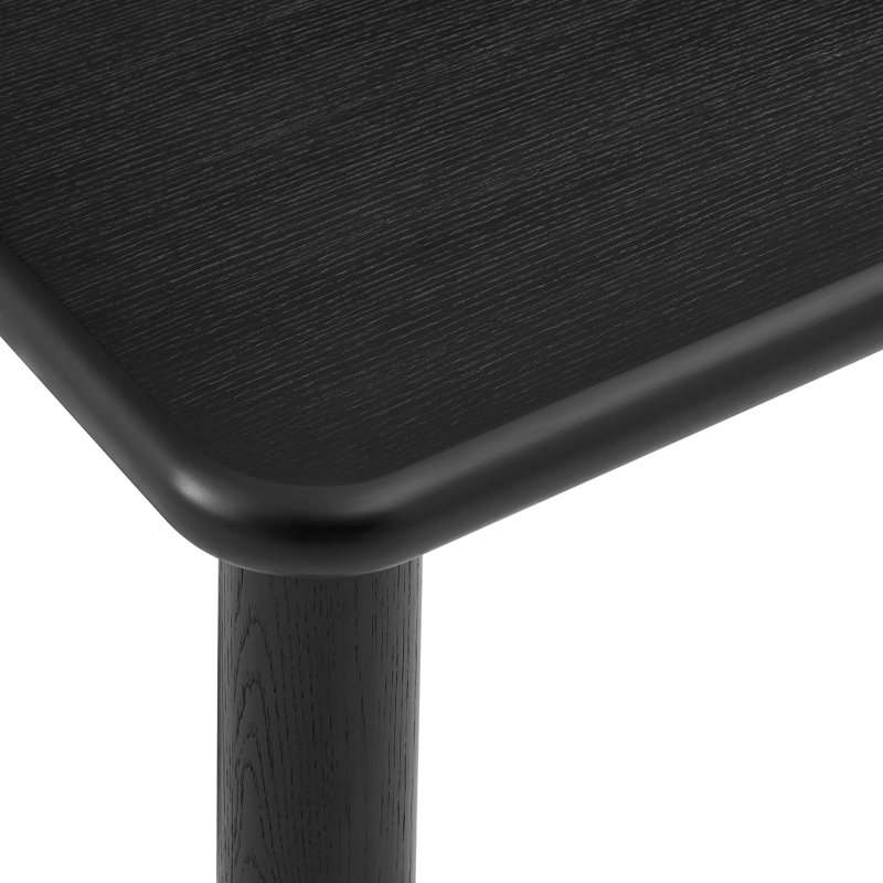 Alvia 72" Rectangular Oak Wood Dining Table in Black, Black