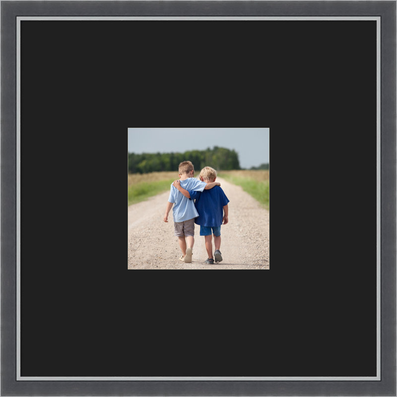 Eva Black Silver Thin Picture Frame, Smooth black, 20x20 Matted to 8x8