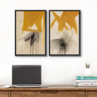 Art mural abstrait, ensemble de 2 reproductions d'art encadrées sur toile