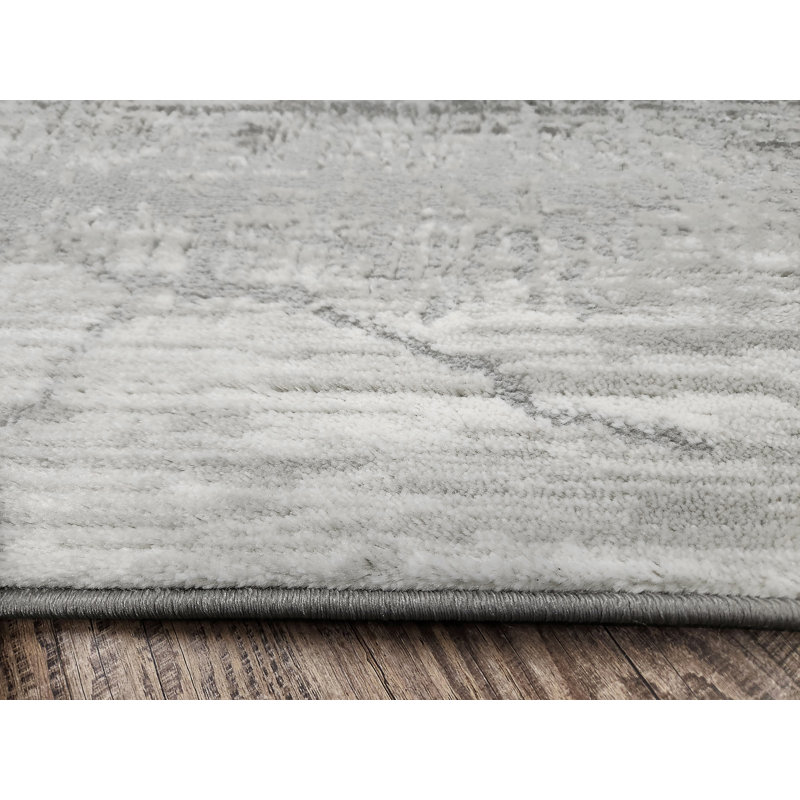 Davide 1229 Gray Modern Abstract Area Rug with Distressed High-Low Texture, Rectangle 7'10" x 10'6"