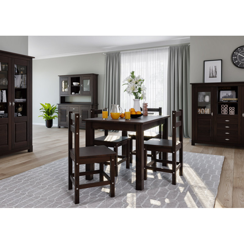 Providence Pine Rectangular Wood Top Dining Table with Wood Base, Dark Brown