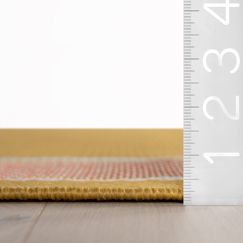  Marienne Indoor/Outdoor Bordered Area Rug, Rectangle 8' x 10', Yellow