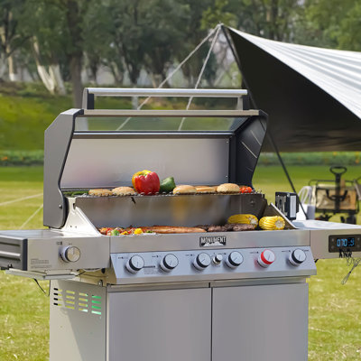 Monument Grills Denali 605Pro 6+1 Burner Smart Propane Gas Grill, 78,000 BTU Stainless Steel Grill with Infrared Sear Burner, Bluetooth App, Rotisserie Kit & Grill Cover