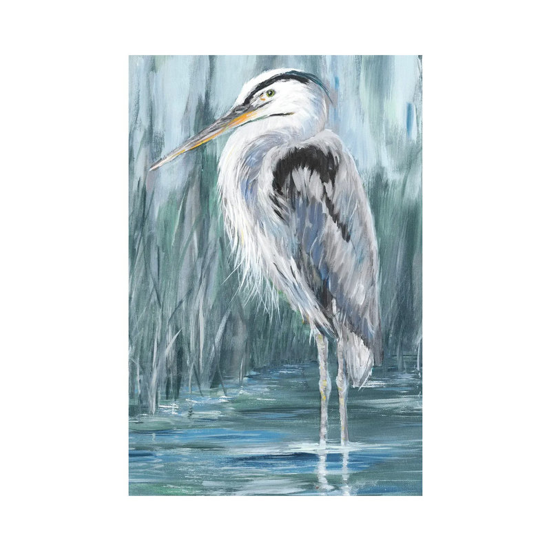 «Stand Still Heron II» par Julie Derice, reproduction d'art sur toile tendue, H 26 po x l 18 po x 1,5 po