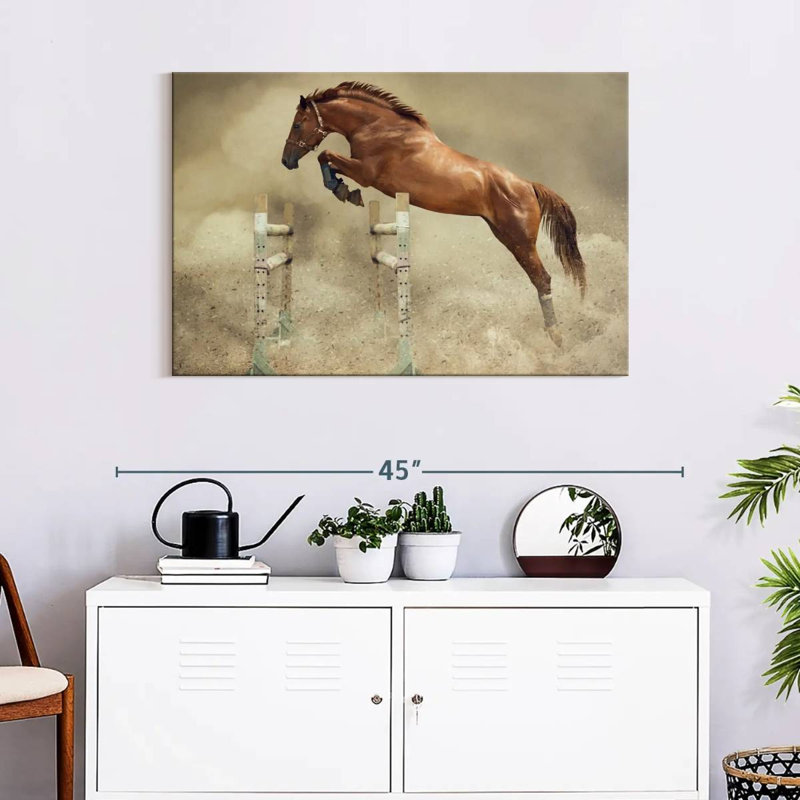 Powerful Jumping Horse, 24" H x 36" W