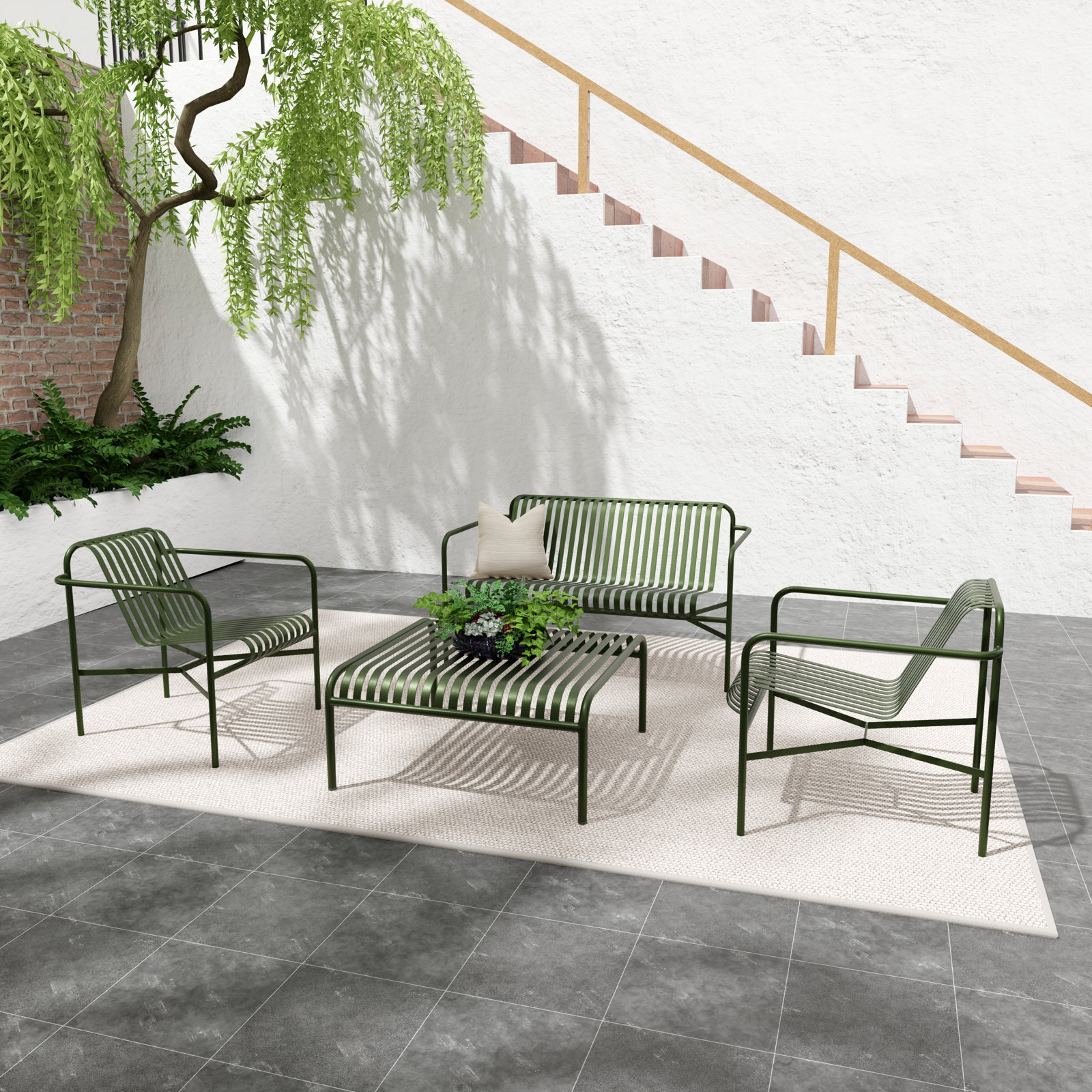 Winchester Outdoor Patio Coffee Table, Dark Green