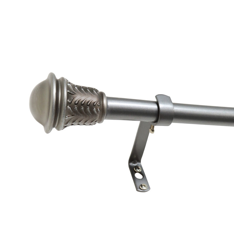 Chenese Metal Adjustable Single Curtain Rod, Antique Silver, 2.5" H x 72" W x 3.5" D