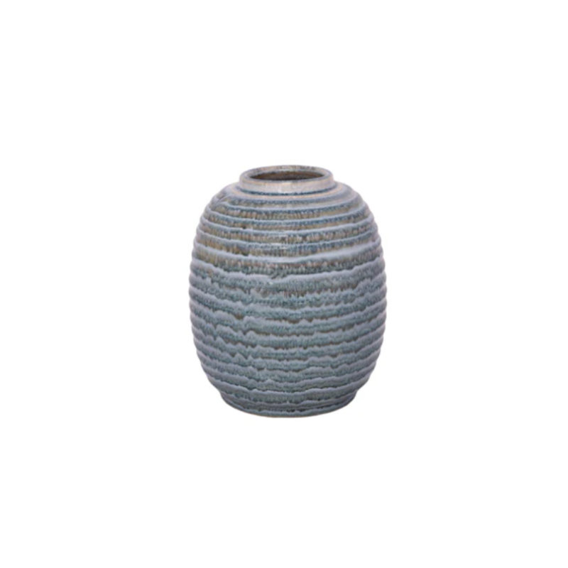 Vase en céramique à finition brillante bleu