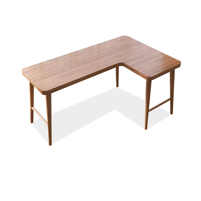 Bureau brun en bois massif en forme de L, H 29,53 po x l 62,99 po x P 21,65 po, Orienté à droite
