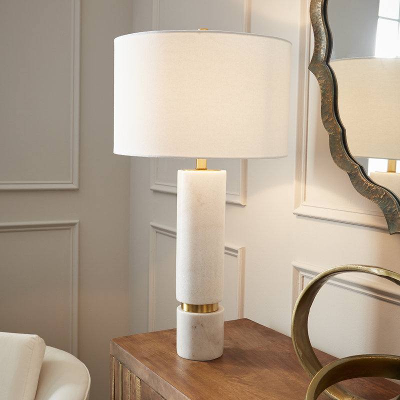 Archer Table Lamp Lamp, White/Brass