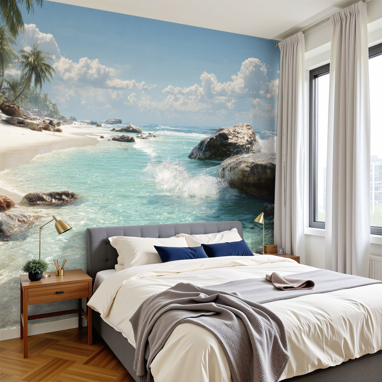 Red Barrel Studio® Peel and Stick Wallpaper Palm Trees Beach Tropical ...