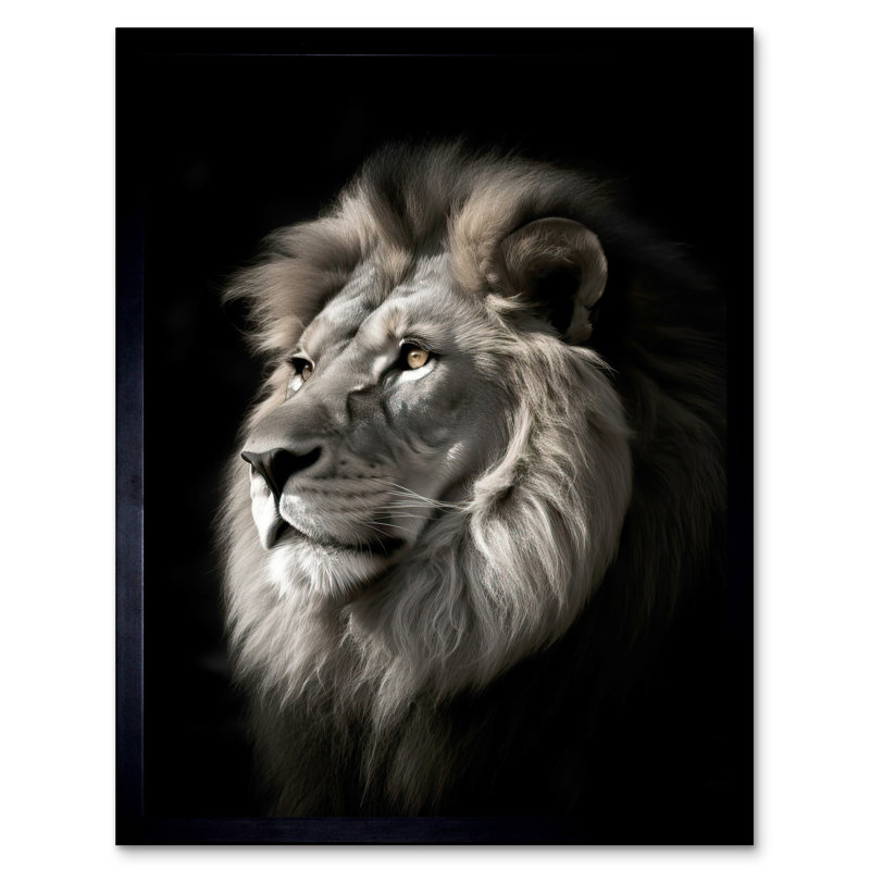 Meibh Lion Head Portrait 1 Piece Single Picture Frame Wall Art