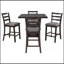 Ensemble de salle à manger 5 pièces à hauteur de comptoir en bois avec chaises rembourrées et étagères de rangement-1251478677