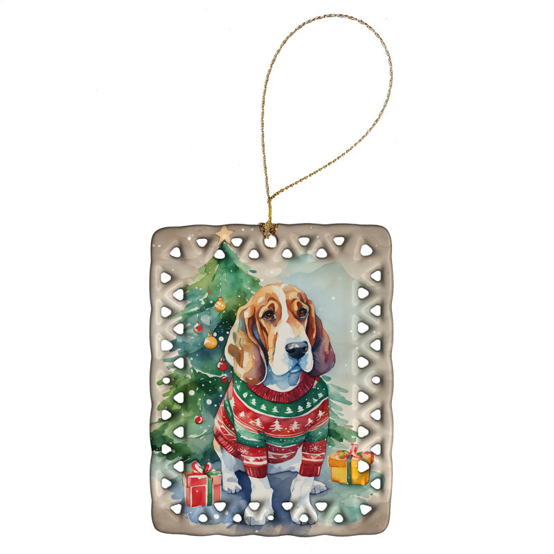 Ornement de Noël en porcelaine Basset Hound, Basset Hound 3344