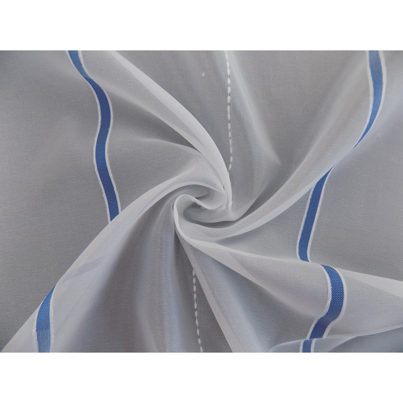 Canadice Semi Sheer Curtain Single Panel, 300 W x 225 D cm, Blue/White