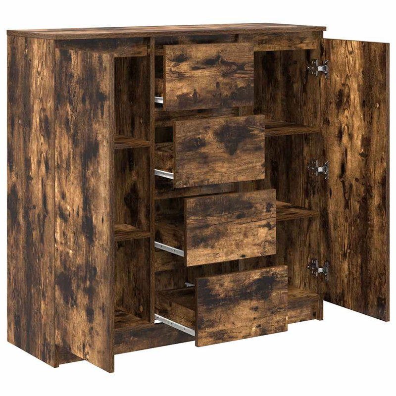 Sideboard With Drawers 100.5X35x98.5 Cm Engineered Wood, Smoked Oak