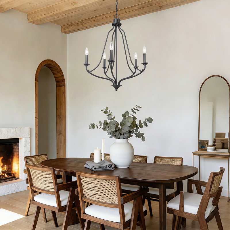 Holk 5 - Light Candle Style Chandelier, Matte Black