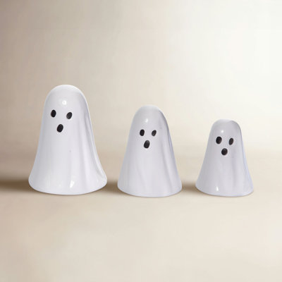 3-Piece Dolomite Ghost Halloween Accent Set